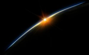 Space Sunset Over Earth Desktop Wallpaper Hd