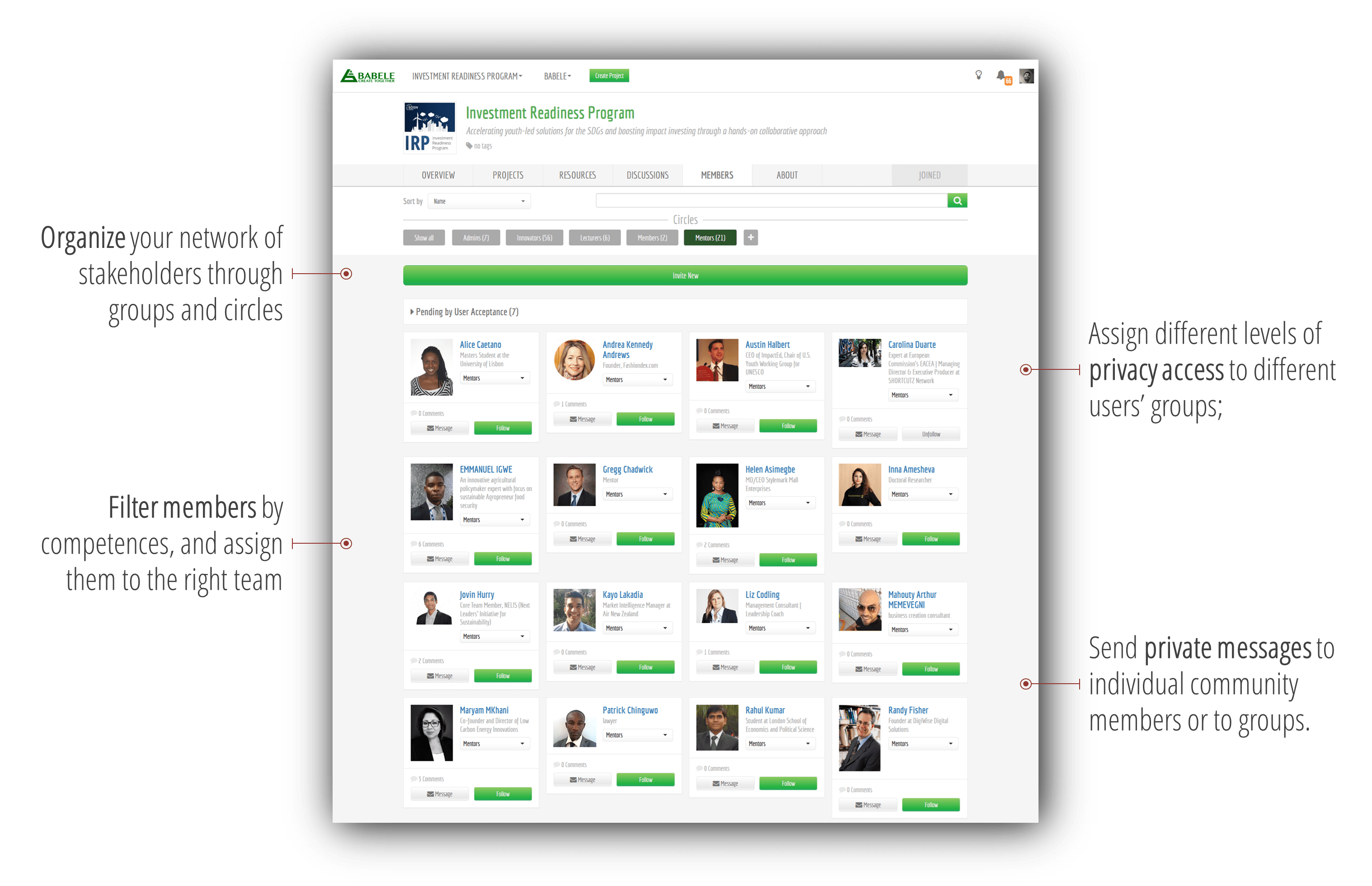 Babele member network management