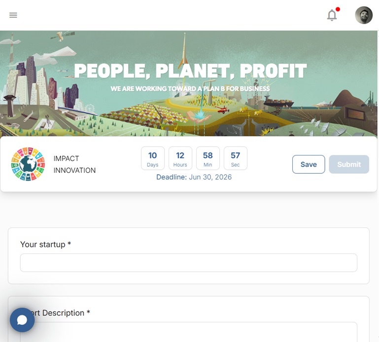 The application form, where you answer the program's questions.