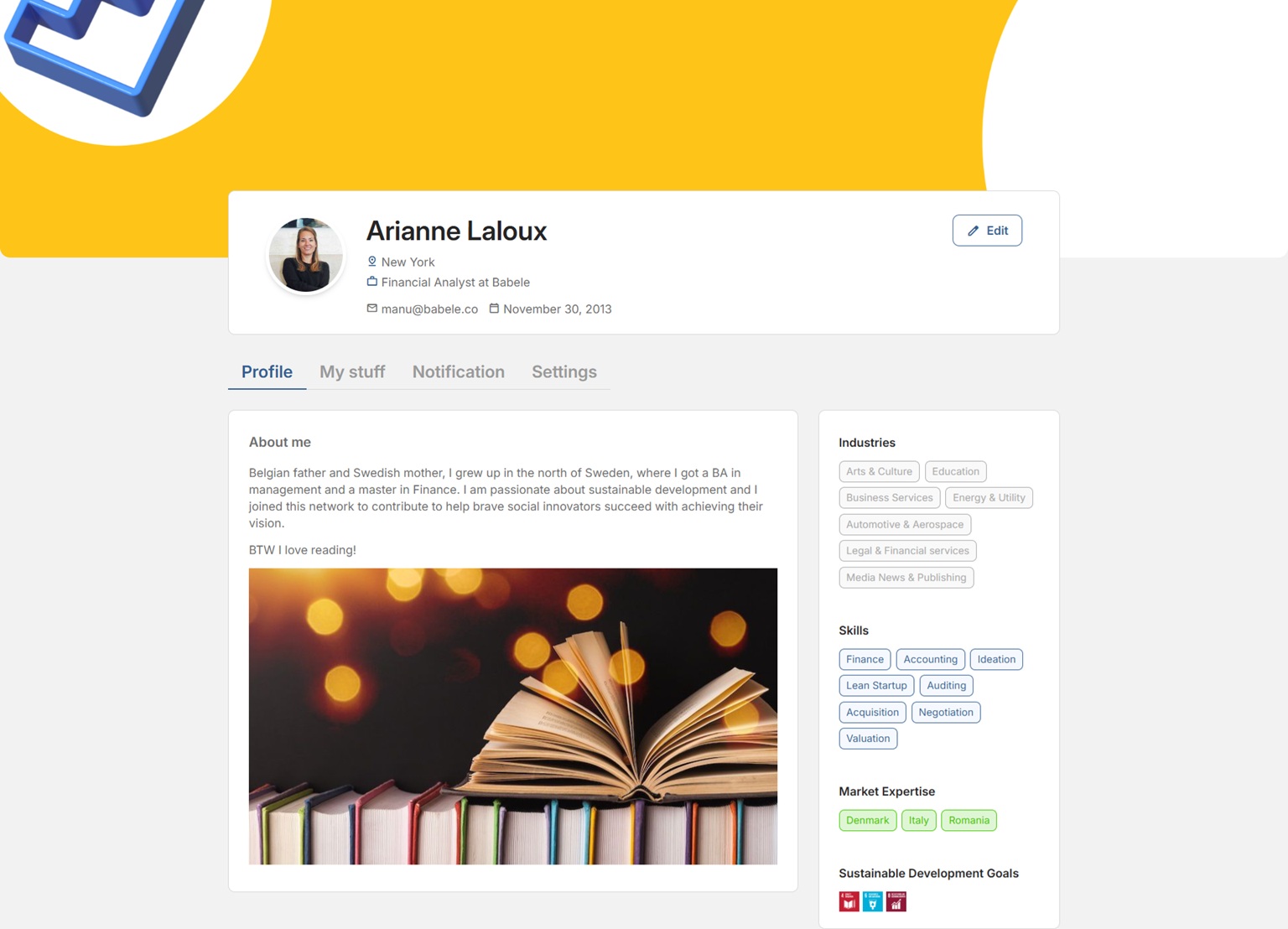 Editing your profile in Babele